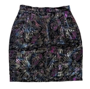 Vintage velour velvet floral pensil skirt size Medium B5